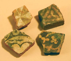 14<sup>th</sup> century Penn tile fragments - courtesy Wycombe Museum
